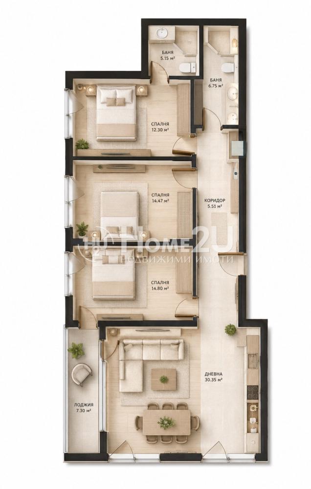 Vitosha view from all rooms! Four-room! Finished turnkey!