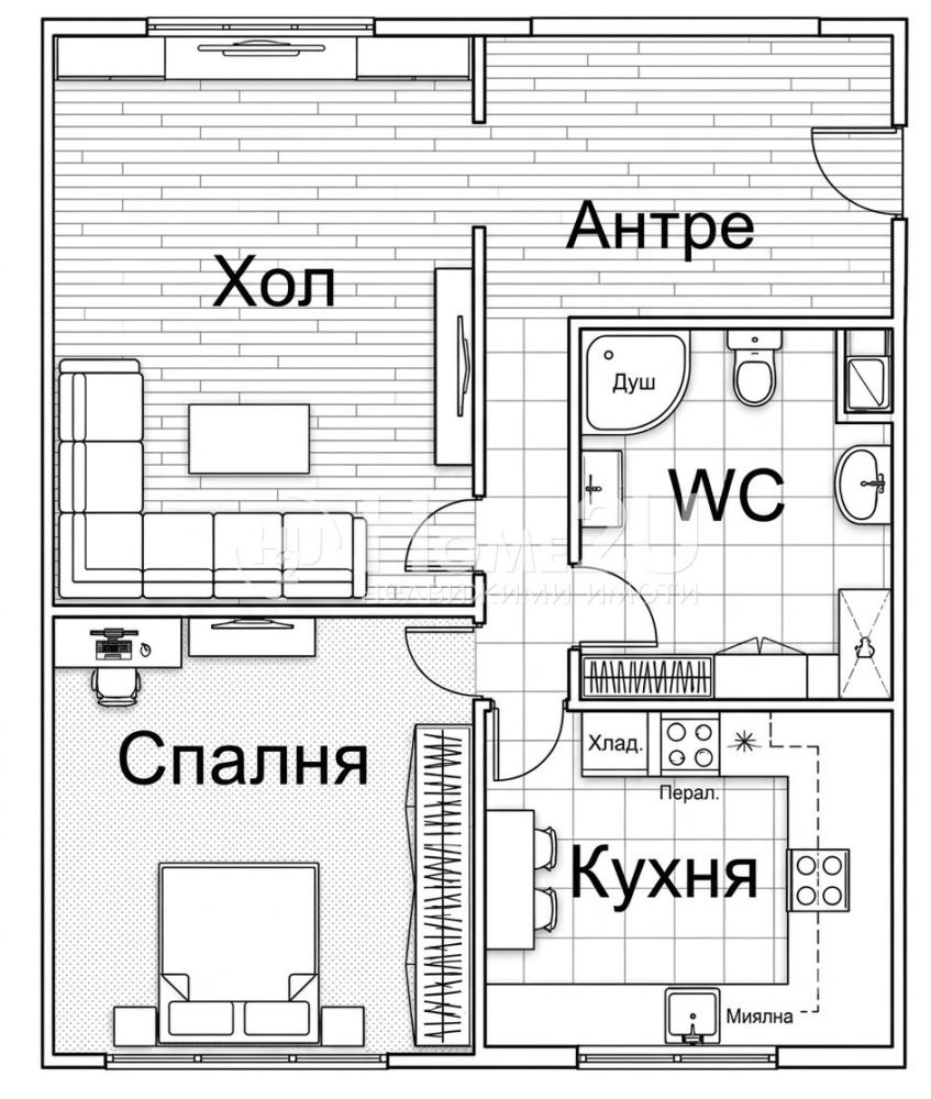Двустаен апартамент в Сухата река